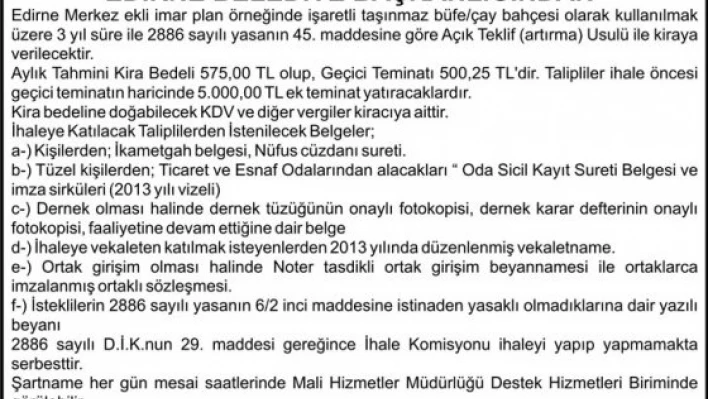Edirne Belediye Başkanlığından