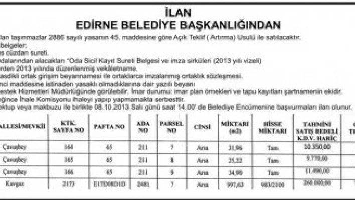 Edirne Belediye Başkanlığından