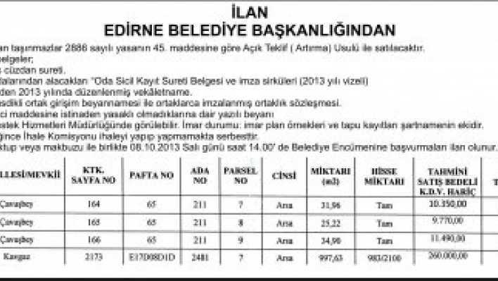 Edirne Belediye Başkanlığından