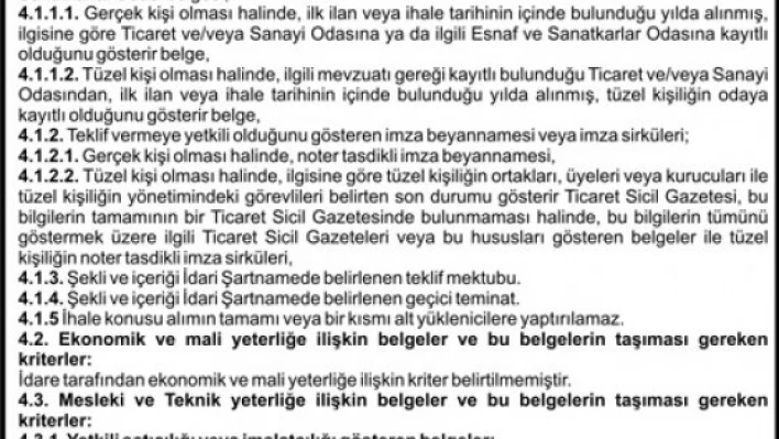  MAYİ KLOR VE KLOR TÜPLERİNİN TEST VE BAKIMLARININ YAPILMASI MAL ALIM İŞİ