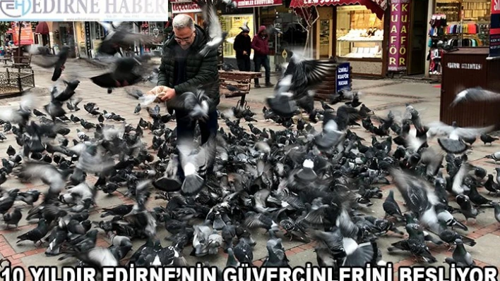 10 yıldır Edirne'nin güvercinlerini besliyor