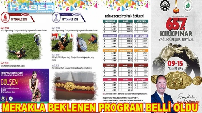 Kırkpınar programı belli oldu