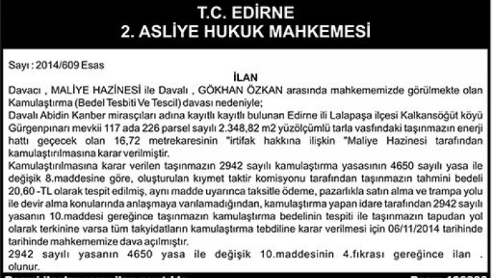 T.C. EDİRNE 2. ASLİYE HUKUK MAHKEMESİ
