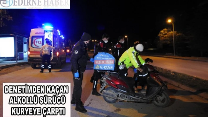 Ekiplerden kaçan alkollü sürücü kuryeye çarptı