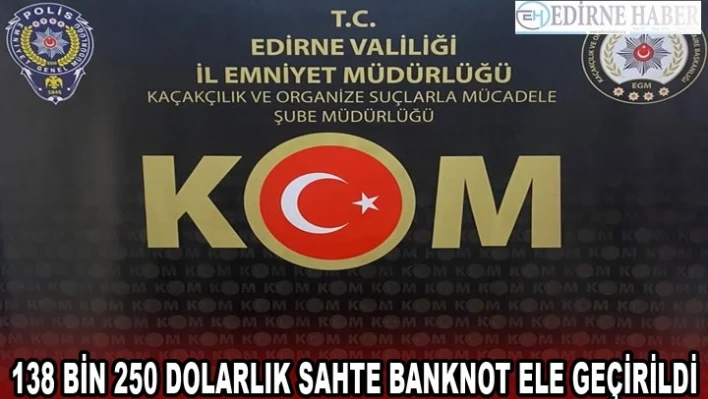 138 bin 250 dolarlık sahte banknot, tabanca ve çok sayıda fişek ele geçirildi.