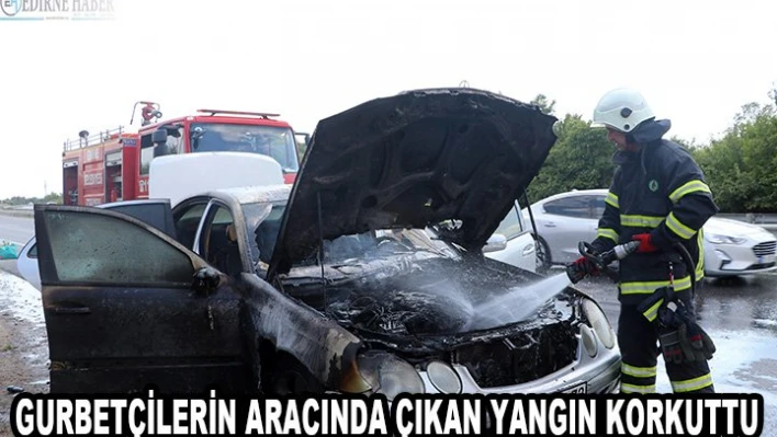 Gurbetçinin otomobili tamamen yandı