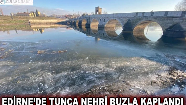 Edirne'deTunca Nehri buzla kaplandı