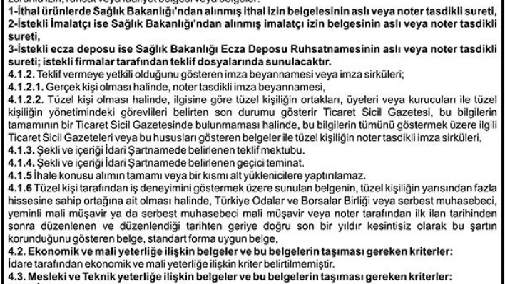 ENTERAL VE PARENTERAL BESLENME ÜRÜNLERİ SATIN ALINACAKTIR