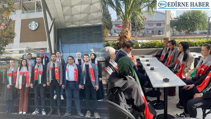 AK Parti Edirne Gençlik Kolları üyeleri İsrail destekçisi Starbucks'ı protesto etti
