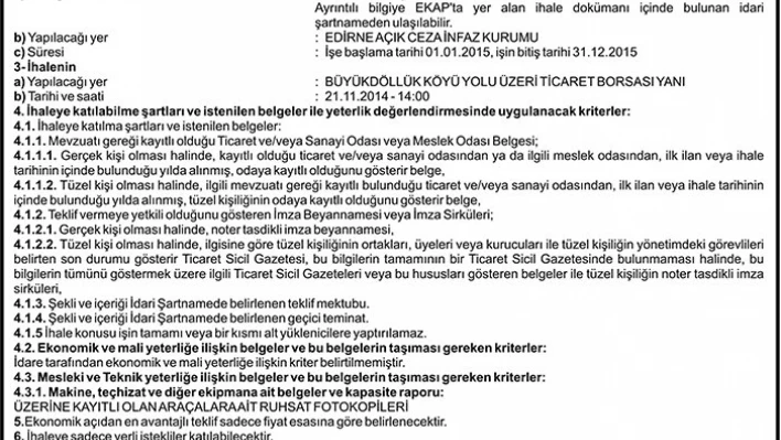 Edirne Cezaevi Müdürlüğü-Açık Adalet bakanlığı Müsteşarlığı