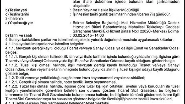 EDİRNE BELEDİYESİ MALİ HİZMETLER MÜDÜRLÜĞÜ DESTEK HİZMETLERİ BİRİMİ