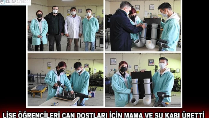 Lise öğrencileri can dostları için mama ve su kabı üretti