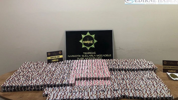 Tekirdağ'da otomobilde 17 bin 500 sentetik uyuşturucu hap ele geçirildi