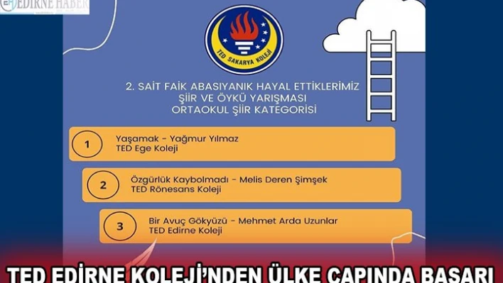 TED Edirne Koleji'nden ülke çapında başarı