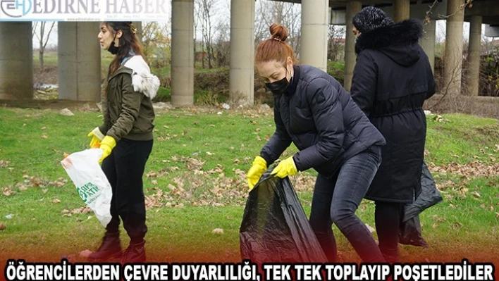 ÖĞRENCİLERDEN ÇEVRE DUYARLILIĞI, TEK TEK TOPLAYIP POŞETLEDİLER
