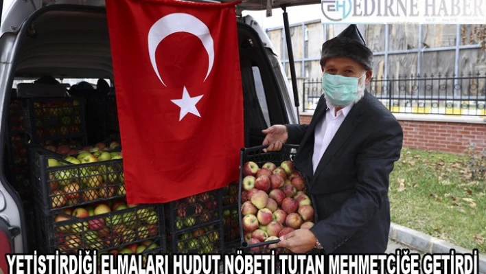 Yetiştirdiği elmaları hudut nöbeti tutan Mehmetçiğe getirdi