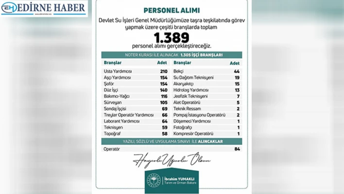 DSİ yeni personel alacak