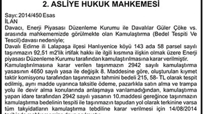 T.C. 2. Asliye Hukuk Makemesi