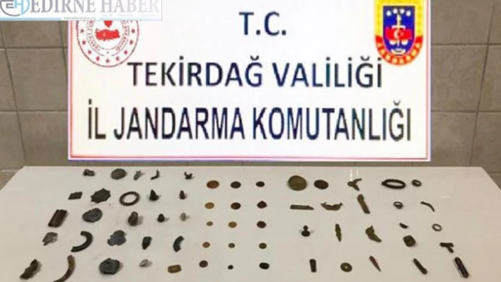 Tekirdağ'da tarihi eser niteliğinde 46 obje ve 16 sikke ele geçirildi