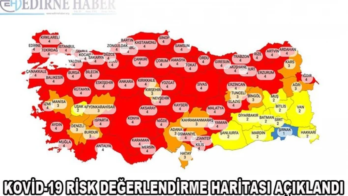 Kovid-19 risk değerlendirme haritası açıklandı