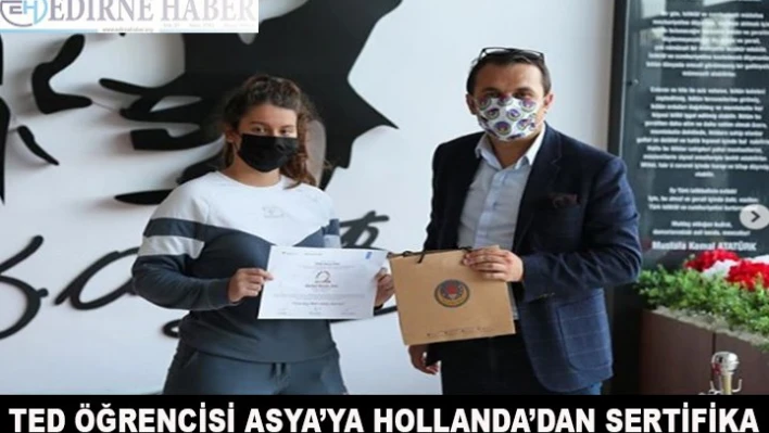 TED öğrencisi Asya'ya Hollanda'dan sertifika