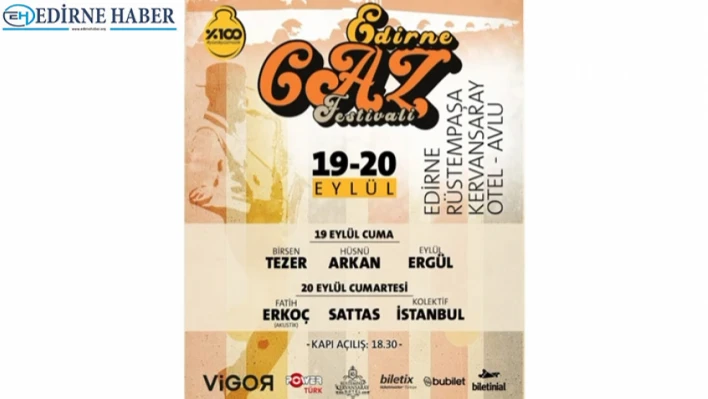Edirne Caz Festivali 19-20 Eylül'de müzikseverlerle buluşacak