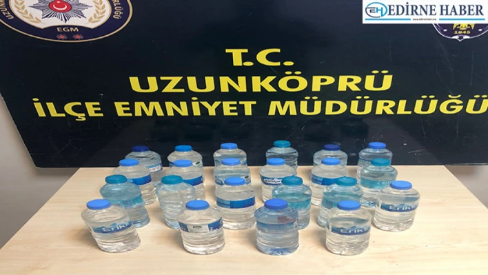 Edirne'de 11 litre sahte içki ele geçirildi