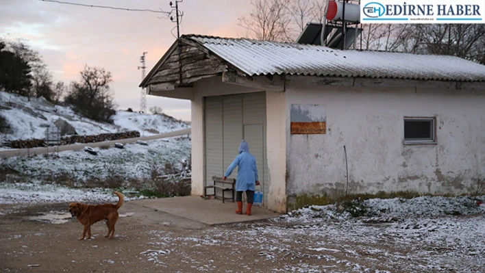 Edirne'nin yüksek kesimlerinde kar etkili oluyor