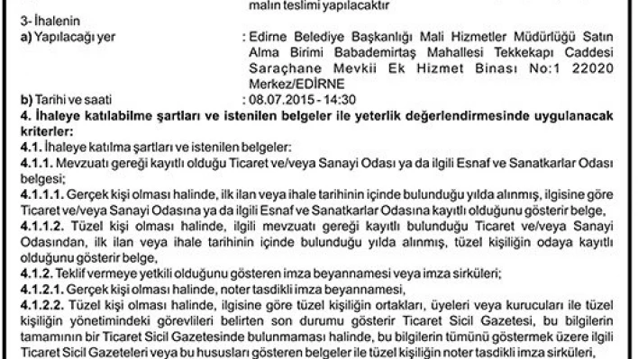NALBUR, DEMİR DOĞRAMA VE YAĞLI BOYA MALZEME SATIN ALINACAKTIR