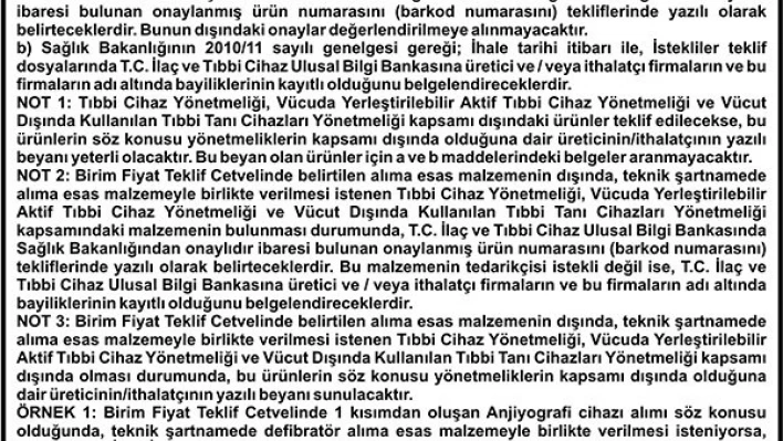 TIBBI CİHAZ SATIN ALINACAKTIR