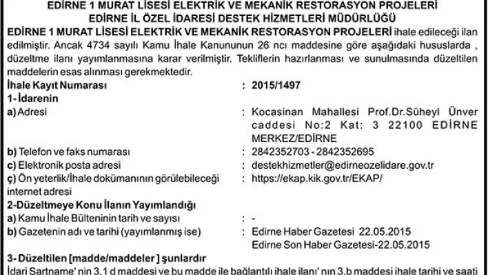 DÜZELTME İLANI