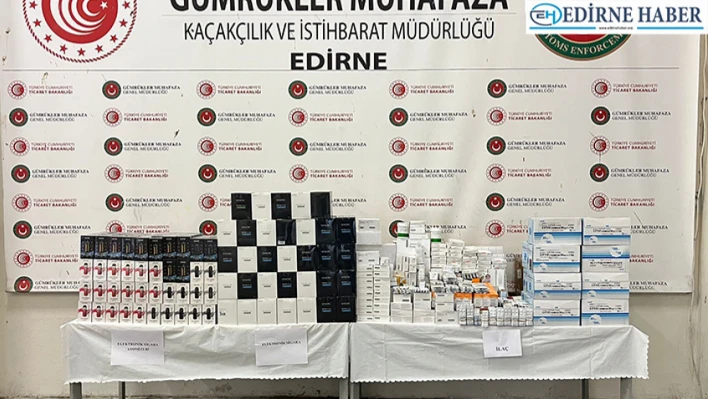 Kapıkule'de bir tırda elektronik sigara, atomizer ve ilaç ele geçirildi