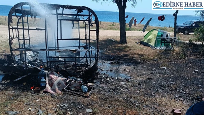 Karavan kül oldu
