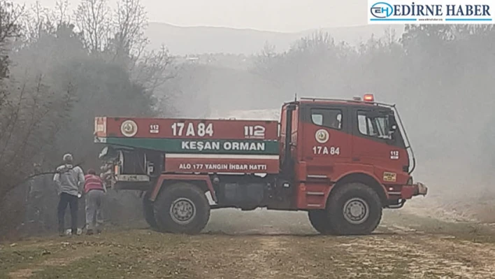 Keşan'da ormanlık alanda çıkan yangın korkuttu