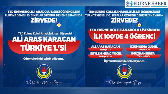 ÖZDEBİR Deneme Sınavında TED Edirne Koleji'nden Büyük Başarı!