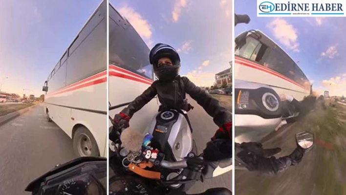 Sinyal vermeden şerit değiştiren ETUS motosiklete çarptı