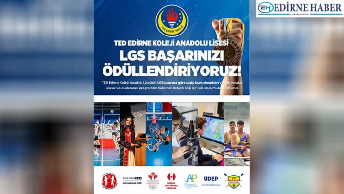 TED Edirne Koleji'nden LGS başarısına ödül