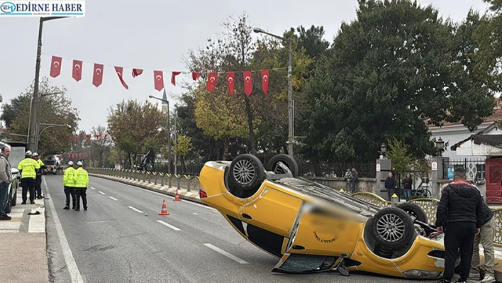Ters dönen taksiden emniyet kemeri sayesinde sağ çıktı
