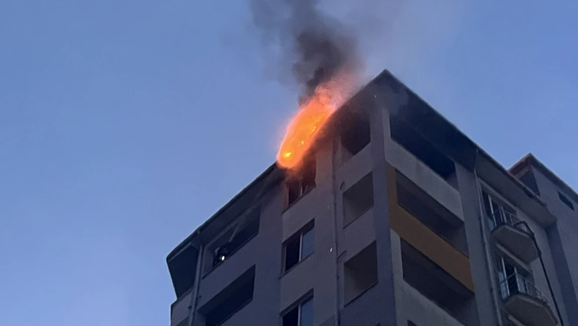 İnşaatın 9. katında çıkan yangın korkuttu