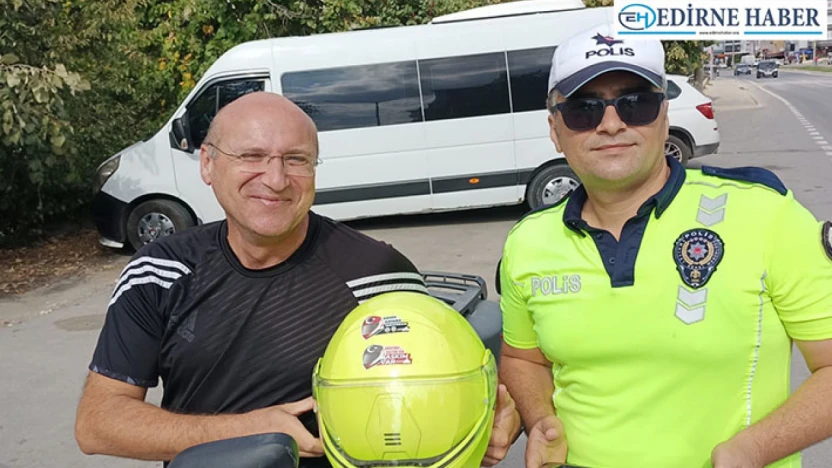 Edirne polisinden 'Hayatıma Kastım Yok, Kaskım var' uygulaması