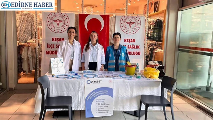 Keşan'da Dünya Diyabet Günü'nde Halk Sağlığı için stant kuruldu