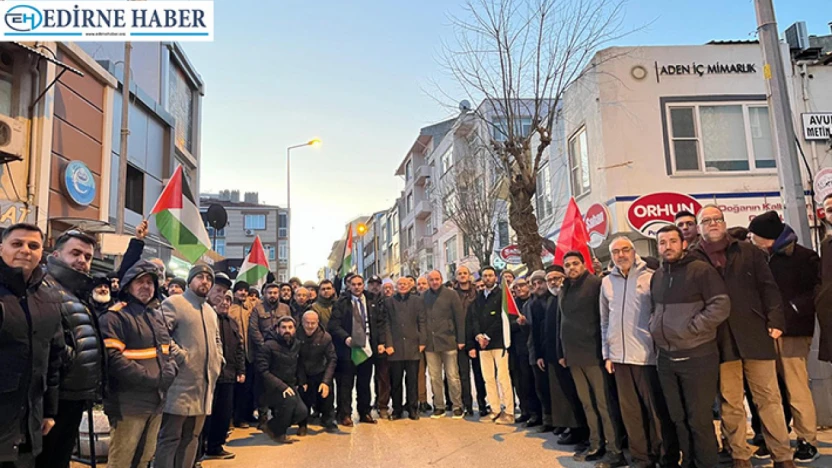 Uzunköprü'de Filistin'e destek mitingi düzenlendi