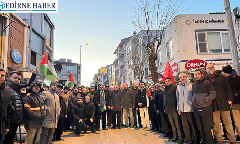 Uzunköprü'de Filistin'e destek mitingi düzenlendi