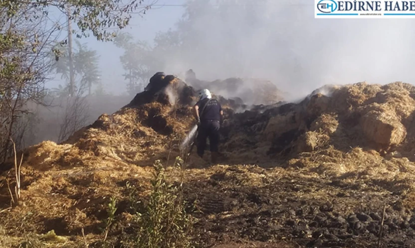 Yangında yaklaşık 500 balya saman zarar gördü